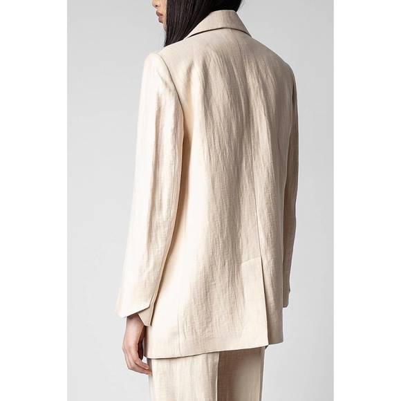 NEW ZADIG & VOLTAIRE violet tailleur lin blazer in poudre - Picture 3 of 3